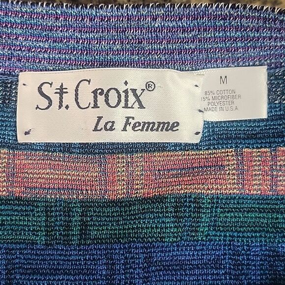 St. Croix Vintage, Coogi Inspired cardigan.  Cotton blend.  Made in the USA. M - Picture 4 of 6